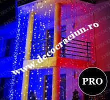 Perdea luminoasa Craciun exterior 2x6m leduri tricolore