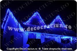 Turturi luminosi cu leduri albastre si flash 6m interconectabili
