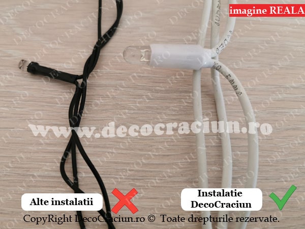 Perdele lumini exterior IP65 leduri alb cald deschis neutru cablu alb cauciucat