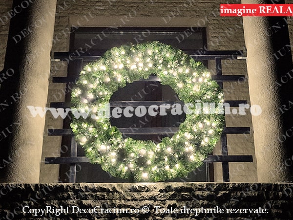 Coronita de craciun 1m diametru leduri alb cald lumina statica