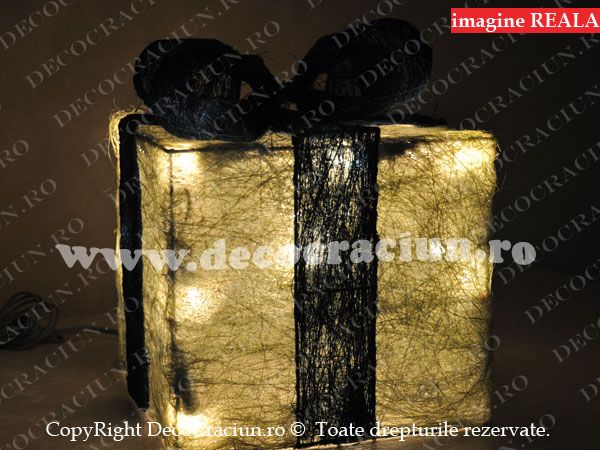 decoratiune luminoasa craciun cutie cadouri iluminata cu leduri
