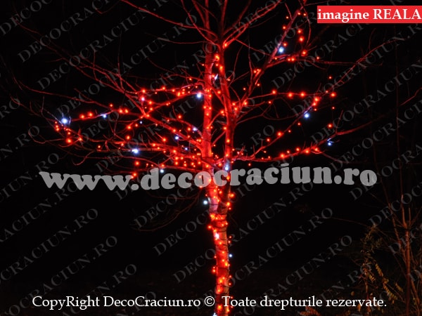 Instalatie lumini exterior Craciun leduri rosii efect stroboscopic 18m lungime