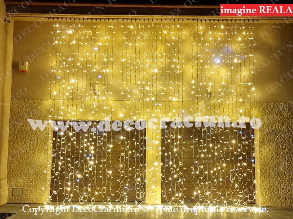 Perdea lumini exterior leduri alb cald 1,5m latime iluminat festiv craciun