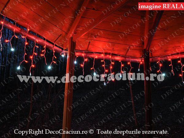 turturi luminosi exterior franjuri 6m leduri rosii