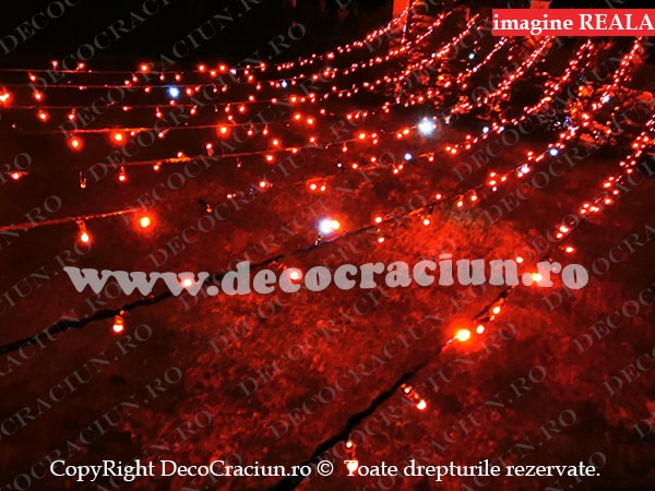 Perdea luminoasa craciun exterior 2x15m leduri rosii