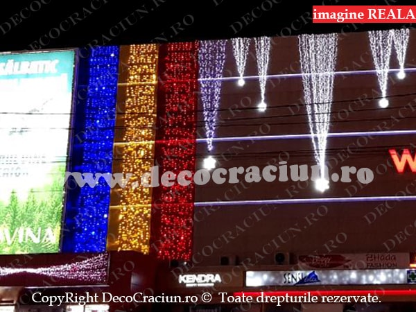 Perdea luminoasa craciun exterior 6x15m leduri tricolor