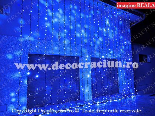 Perdea lumini exterior Craciun 2x6m leduri albastre gama profesionala