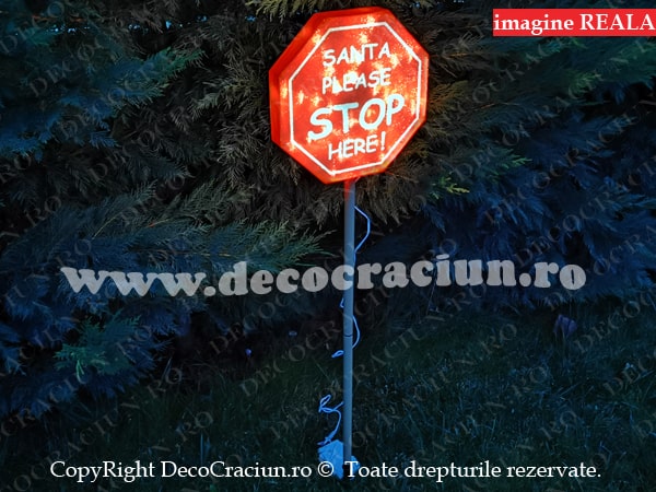 Decoratiuni luminoase Craciun leduri albe si baterii semn Mos Craciun