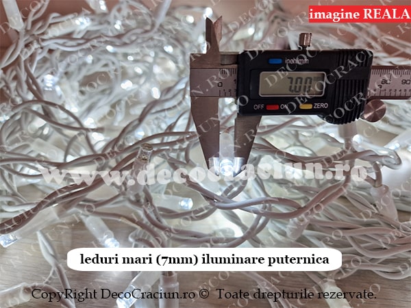 Perdea lumini Craciun exterior 6x1,5m leduri albe lumina rece efect stroboscopic gama profesionala