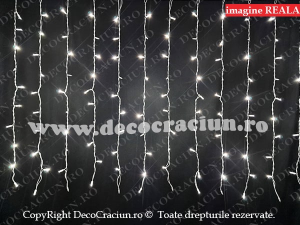 Perdea lumini Craciun exterior IP65 gama profesionala 300 leduri albe lumina rece si efect stroboscopic