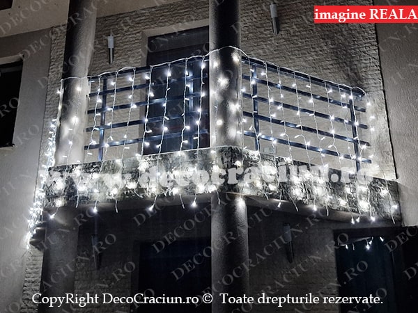 Perdea lumini Craciun exterior IP65 leduri albe efect stroboscopic