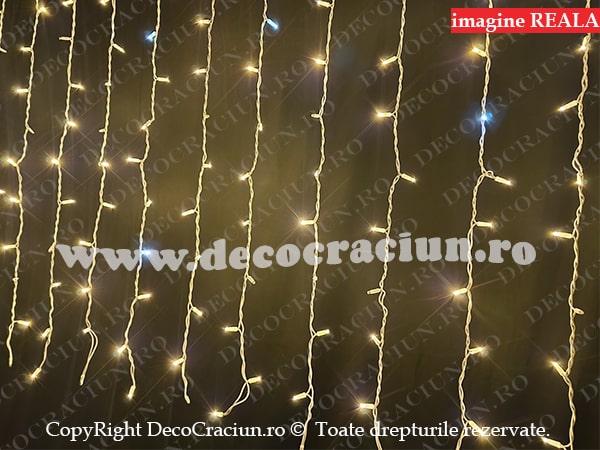 Perdele lumini exterior Craciun 150 leduri alb cald efect stroboscopic 3x1,5m lungime