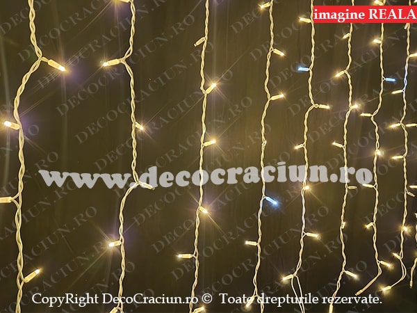 Perdele lumini exterior Craciun leduri alb cald efect stroboscopic 3x1,5m lungime conectabile