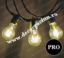 Ghirlanda luminoasa exterior 20 becuri Edison LED prelungibila (10m - lumina calda)