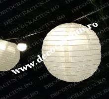 Lampion alb de gradina din material textil rezistent de exterior (set 5 buc - 20cm)