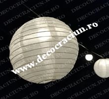 Lampion alb de gradina din material textil rezistent de exterior  (set 5 buc - 25cm)