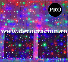 Perdea lumini Craciun exterior profesionala 2x6m leduri colorate