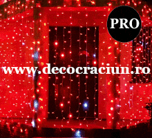 Perdea lumini exterior Craciun  2x3m leduri rosii efect stroboscopic